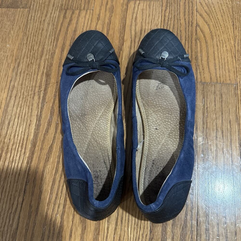 G.H. Bass Lane Black Navy Suede Leather Ballet Flats Slip On Classic 8M - Picture 4 of 7